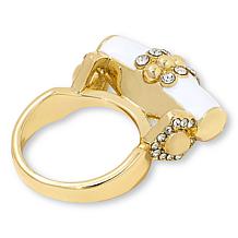 "As Is" Heidi Daus Slim Pickens Goldtne Enamel Pavé Accent Barrel Ring