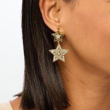 "As Is" Heidi Daus Sparkling Celebration Crystal Star Dangle Earrings