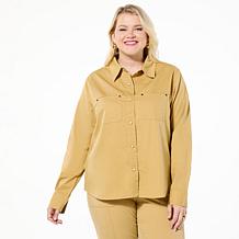 "As Is" HUE Long Sleeve Button Down Denim Shirt