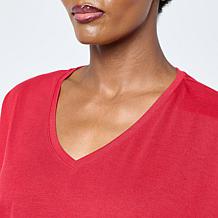 As Is HUE V-Neck High-Low Legging Knit Tee