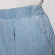 "As Is" HUE Woven Denim Pull-On Palazzo Pant
