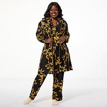 "As Is" IMAN Global Chic Buttery Soft Knit Robe with Piping Detail
