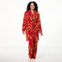 "As Is" IMAN Global Chic Buttery Soft Knit Robe with Piping Detail