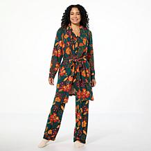 "As Is" IMAN Global Chic Buttery Soft Knit Robe with Piping Detail