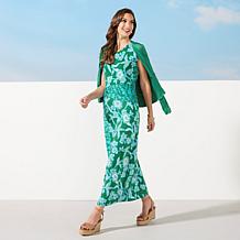 "As Is" IMAN Global Chic Cap-Sleeve Draped Detail Dress