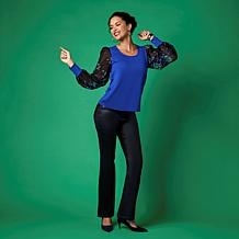 "As Is" IMAN Global Chic Coated Denim Bootcut Pant