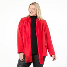 "As Is" IMAN Global Chic Knit Blazer with Detachable Satin Scarf