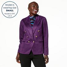 "As Is" IMAN Global Chic Luxe Faux Suede Blazer