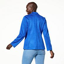 "As Is" IMAN Global Chic Luxe Faux Suede Blazer