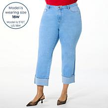 "As Is" IMAN Global Chic Perfect Fit 360 Cuffed Straight-Leg Jean