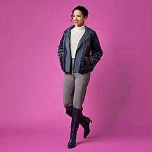 "As Is" IMAN Global Chic Reversible Faux Fur to Faux Leather Jacket