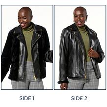 "As Is" IMAN Global Chic Reversible Faux Fur to Faux Leather Jacket