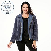 "As Is" IMAN Global Chic Reversible Faux Fur to Faux Leather Jacket