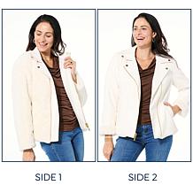 "As Is" IMAN Global Chic Reversible Faux Fur to Faux Leather Jacket