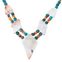 "As Is" J King Spiny Oyster Shell & Blue Apatite Beaded Station Ncklce