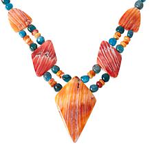 "As Is" J King Spiny Oyster Shell & Blue Apatite Beaded Station Ncklce