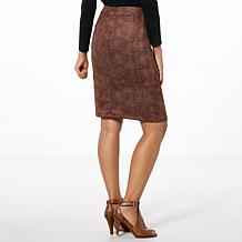 "As Is" Jaclyn Smith Faux Suede Seamed Pencil Skirt