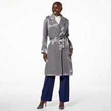 "As Is" Jaclyn Smith Metallic Belted Trench Coat