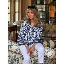 "As Is" Jaclyn Smith Printed Knit Peasant Top