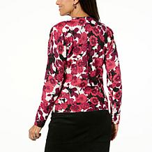 "As Is" Jaclyn Smith Printed Puff Sleeve Sweater