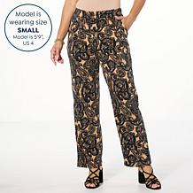 "As Is" Jaclyn Smith Printed Pull-On Straight-Leg Pant