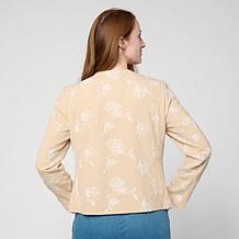 "As Is" Jaclyn Smith Woven Floral-Embroidered Buttoned Jacket