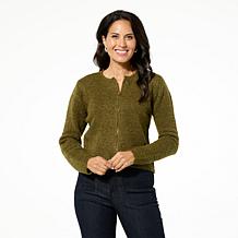 "As Is" Jaclyn Smith Zipper-Front Sweater Jacket w/ Detachable Faux...