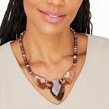 "As Is" Jay King 18" Petrified Wood Beaded Station Necklace