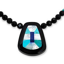 "As Is" Jay King Black Chalcedony and Multigemstone Inlay 18" Necklace