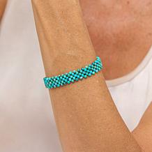 "As Is" Jay King Heavenly Well Lake Trquoise Woven Bead Stretch Brcelt