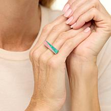 "As Is" Jay King Silver Alicia Turquoise and Pink Opal Inlay Ring
