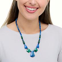 "As Is" Jay King Sterling Silver Denim Lapis and Malachite 18" Neck...