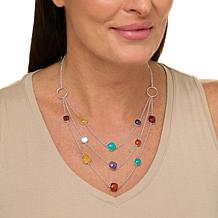 "As Is" Jay King Sterling Silver Multigmstone 3-Layer Chain 18" Ncklce