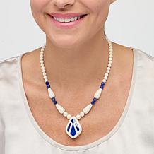 "As Is" Jay King Sterling Tibetan Tapioca Calcite and Lapis Necklace