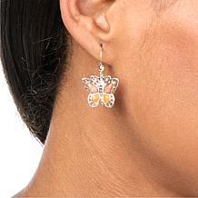 "As Is" Jay King Strlng Slvr Spiny Oyster Shell & Ruby Bttrfly Earrngs
