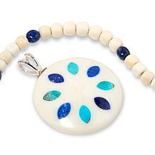 "As Is" Jay King Tibetan Calcite Multigem Inlay Pendant with Necklace