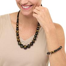 "As Is" Jay King Tiger and Hawk's Eye Quartz Beaded Jewelry Set