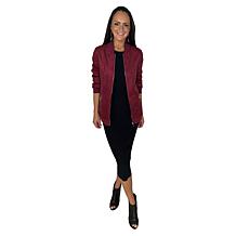 "As Is" Joy CleanBoss Luxurious Faux Suede Reversible Bomber Jacket