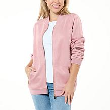 "As Is" Joy CleanBoss Luxurious Faux Suede Reversible Bomber Jacket