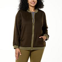 "As Is" Joy CleanBoss Luxurious Faux Suede Reversible Bomber Jacket