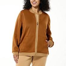 "As Is" Joy CleanBoss Luxurious Faux Suede Reversible Bomber Jacket
