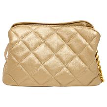 "As Is" Joy Luxe Leather Quilted Chic Triple Section Crossbody Bag