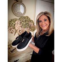 "As Is" Joy Luxe Slip-On Genuine Leather Bow Sneaker w/Orthotic Insole