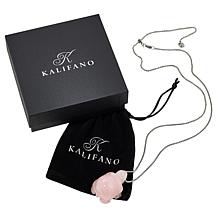 "As Is" KALIFANO Carved Gemstone Turtle 30" Stainless Steel Necklace