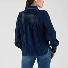 "As Is" La Joie Smocked Collar Long-Sleeve Blouse