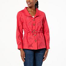 "As Is" Lacey Chabert Lace Front Jacket with Drawstring Waist