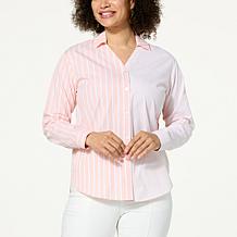 "As Is" Lacey Chabert Mixed Stripe Button-Down Top