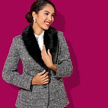 "As Is" Mark & James by Badgley Mischka Onyx Tweed Knit Blazer