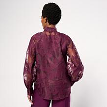 "As Is" MarlaWynne Embellished Chiffon Bow Blouse with Tank