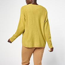 "As Is" MarlaWynne V-Neck Boxy Sweater with Pocket